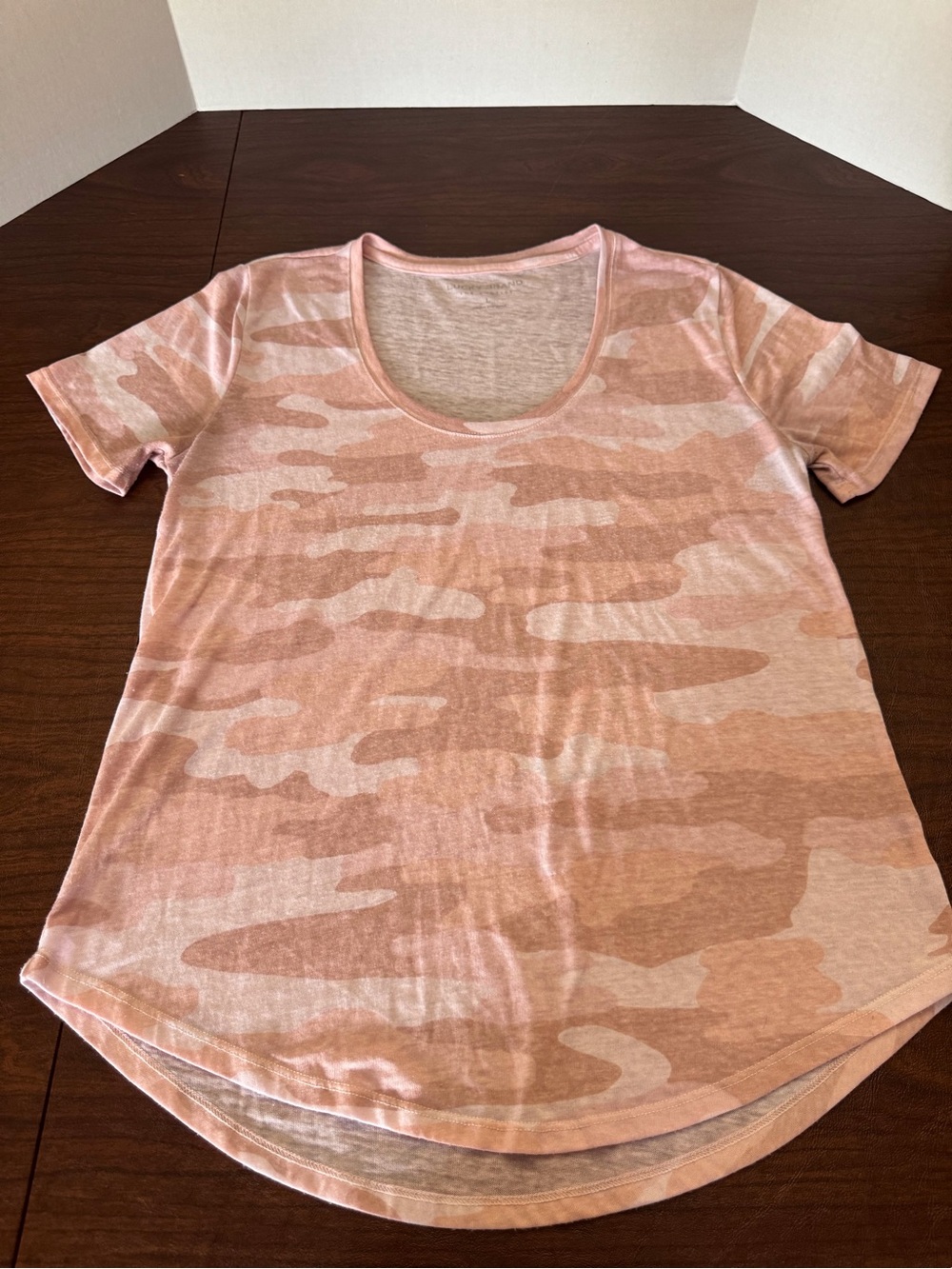Lucky Brand Pink Camo Scoop Neck Short Sleeve Tee